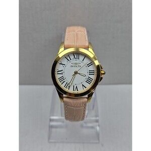Invicta Angel 14988 Womens Gold White Roman Dial Watch New Battery Quartz Ladies